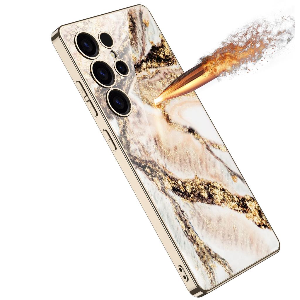 Мраморный чехол для мобильного телефона, подходит для Samsung S25 Ultra, стеклянный чехол, простой стиль, мужской и женский, модный, гальванизированный, жесткий ПК