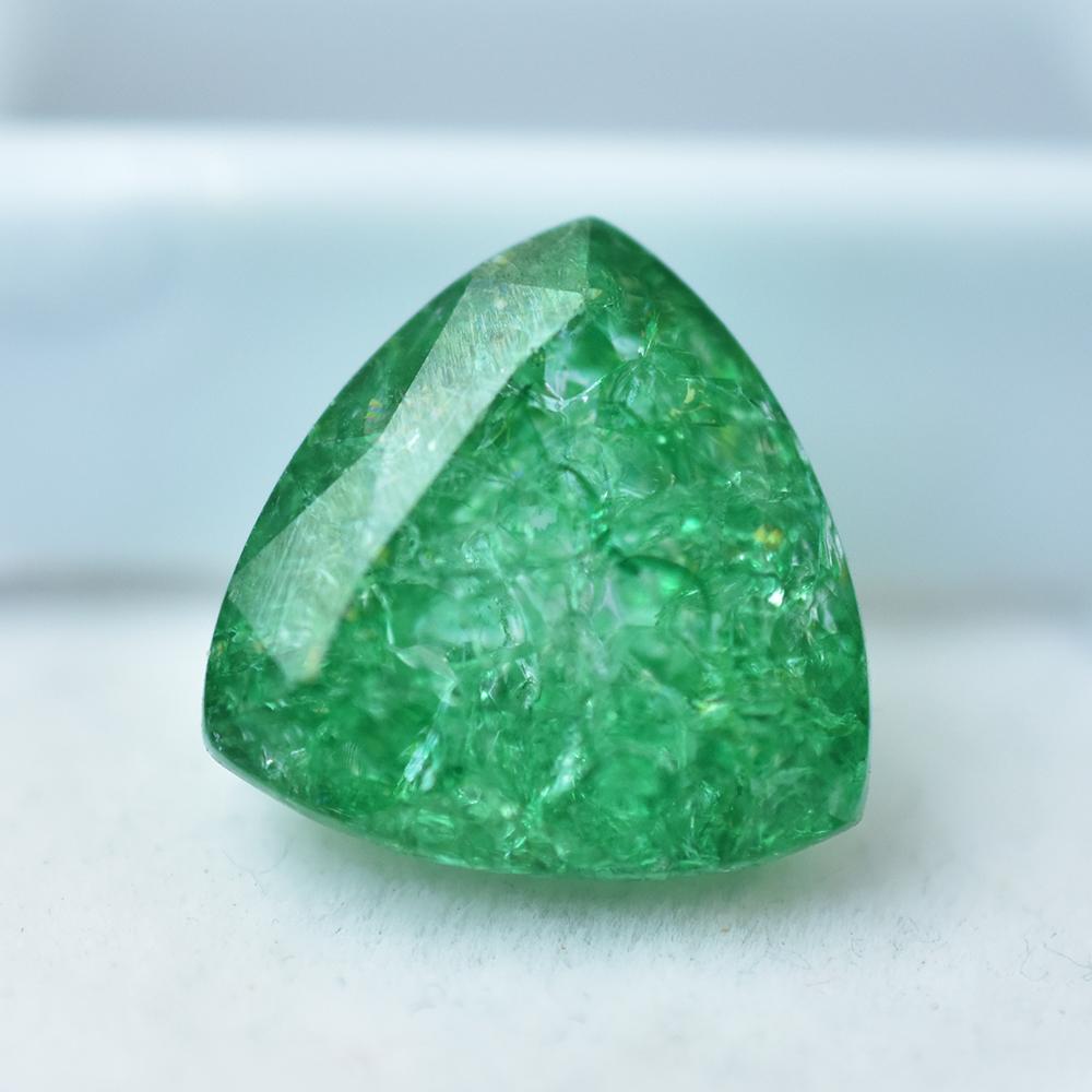 Natural Green Emerald Loose Gemstone Colombian 9 ct Trillion Cut for Jewelry Making and Crafts