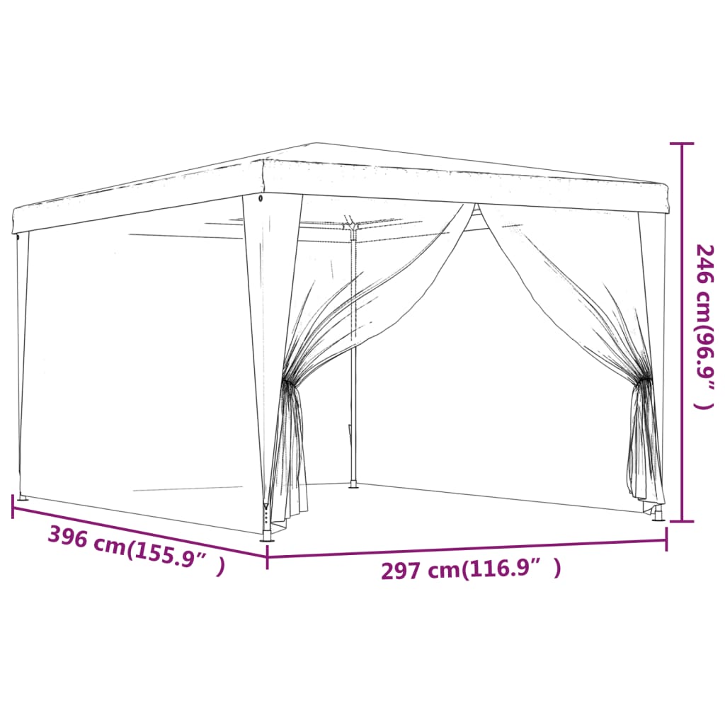 Vidaxl Namiot Imprezowy Z 4 Ścianami Z Siatki, Czerwony, 3X4 M, Hdpe