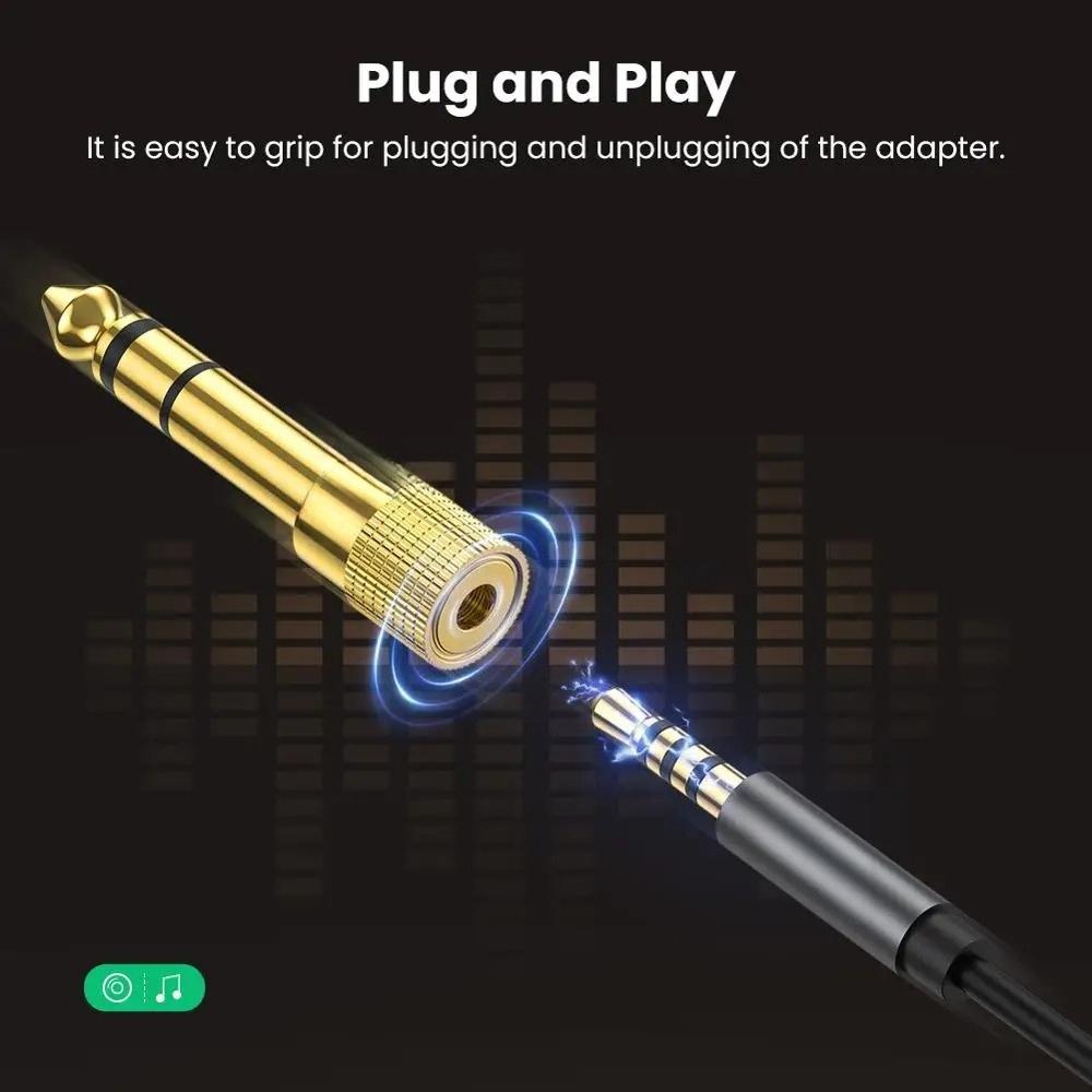 6.35mm 1/4" Male to 3.5mm 1/8" Female Stereo Audio Jack Adapter Aux Connector for Guitar Amp Speaker Headphone Mixer