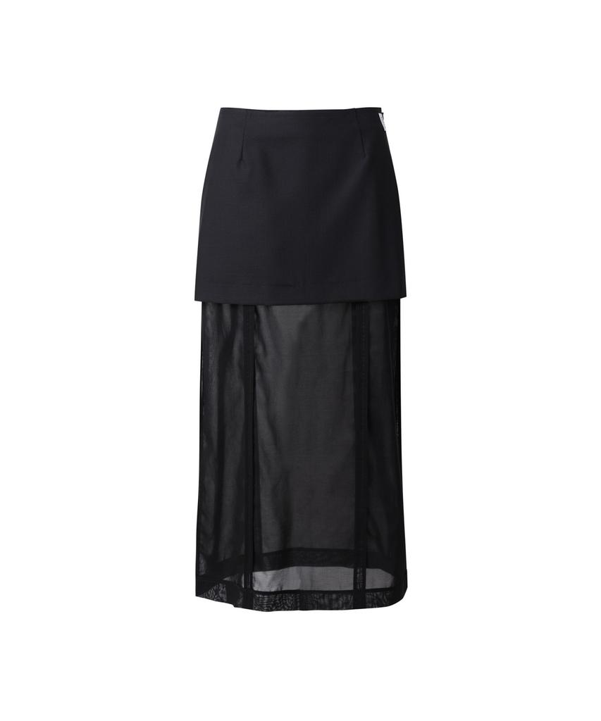 RECODE Side Slit Lining Patch Skirt