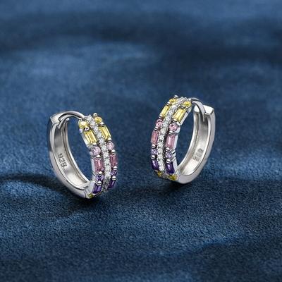 Серьги-кольца из стерлингового серебра 925 пробы с муассанитом и цветными высокоуглеродистыми бриллиантами для женщин, подарок