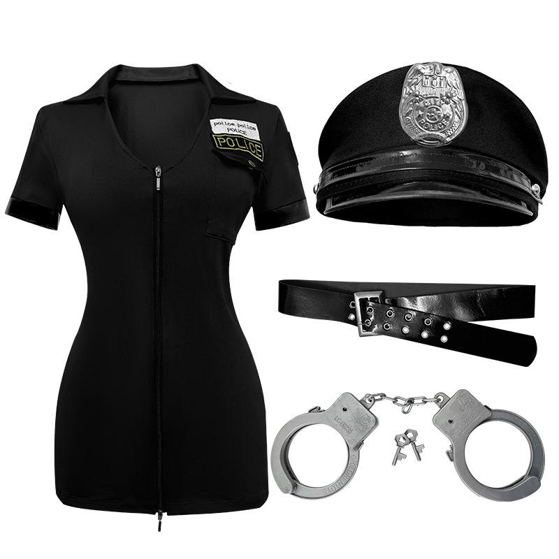Halloween Policewoman Uniform Seduction Zip Police Costume Orgy Party Costume Game Uniform Female