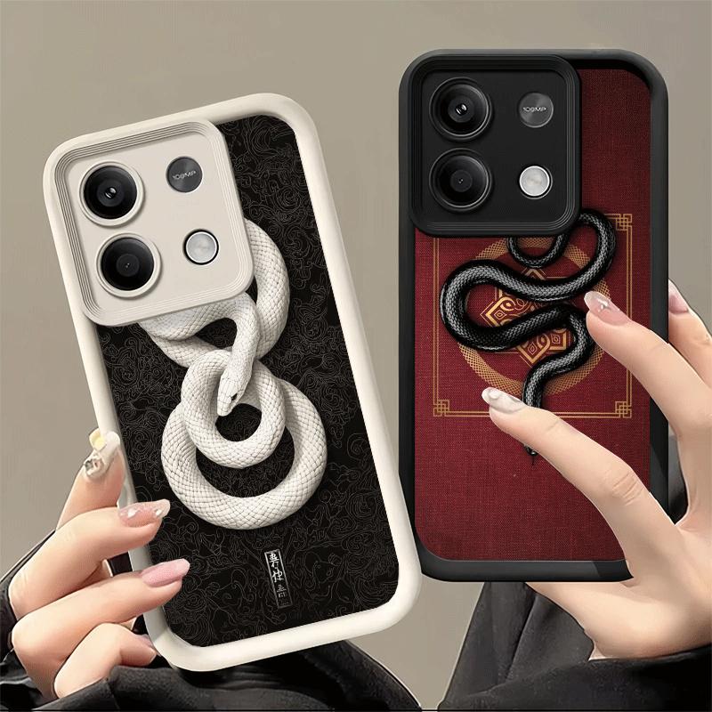 Чехол для телефона Xiaomi Redmi Note 15 14 13 Pro Plus Черная Змея Рисунок Ракушка 12S 11 11S 11T 5G 14S Мягкий Силикон Funda