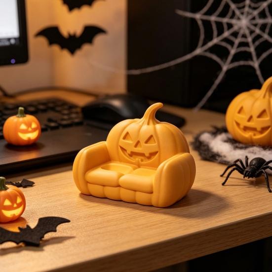 Decorative Holiday Display Tray Halloween Jewelry Tray, 3D Printed Ghost Pumpkin Couch Shaped Trinket Dish, Party Table Centerpiece Gothic Small Dish