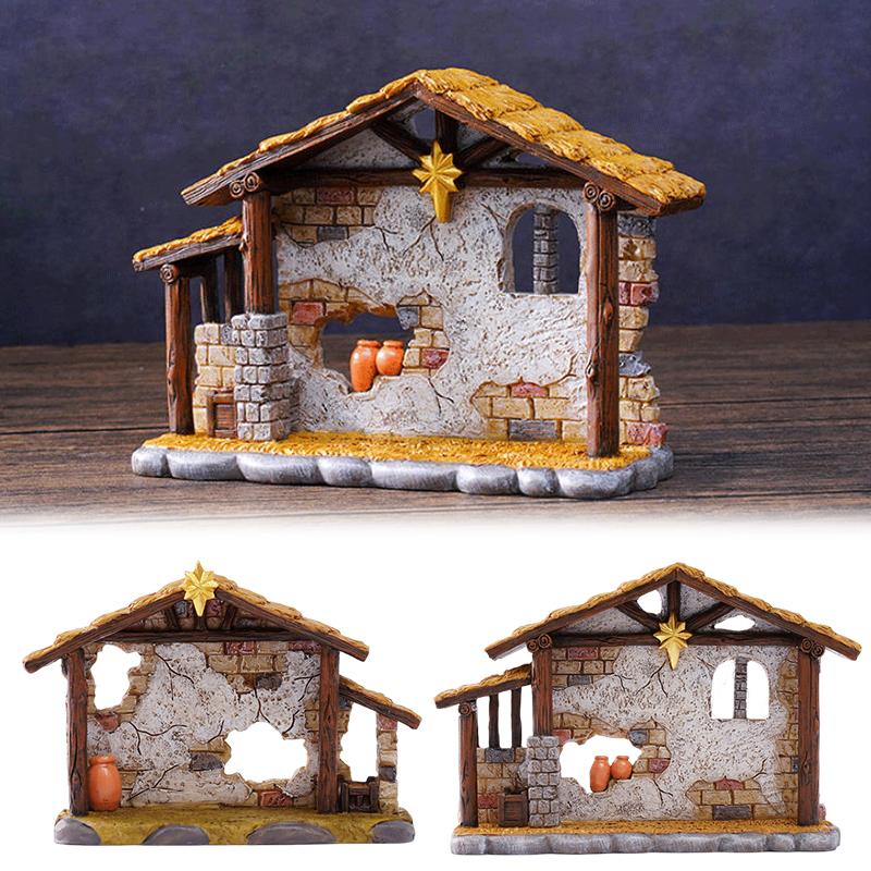 Рождественский хлев, дом, сарай, статуя, ясли, сцена, скульптура, украшение, полимерная фигурка, религиозный подарок, украшение, декор для рабочего стола
