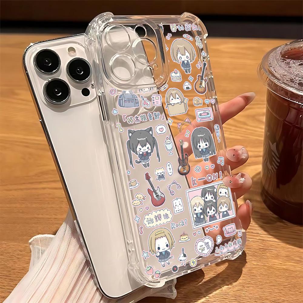 Japanese Anime K-ON! Phone Case For iPhone 16e 16 15 14 13 12 11 Mini Pro Max X XR XSMax 7 8 Plus Anti Fall Transparent Cover