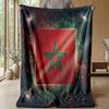 Morocco Football Printed Flannel Blanket Skin Friendly Warm Decorative Throw for Indoor Couch Bed Daily Use