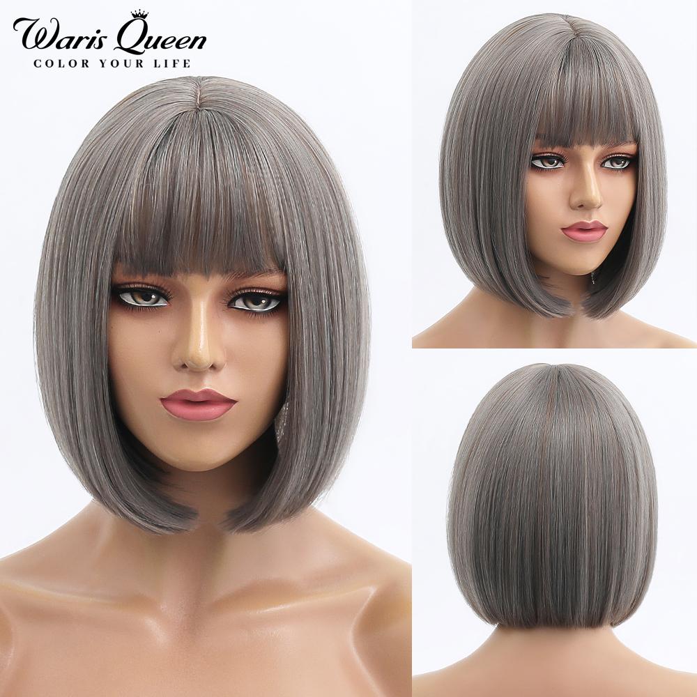 Blonde Red Short Bob Wig Synthetic Wig For Women With Bangs Lolita Cosplay Party Natural Hair Heat Resistant Fiber Wigs