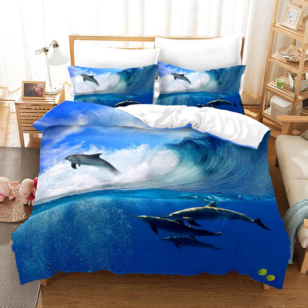 3D комплект постельного белья с изображением океанских животных, пододеяльник для спальни, наволочка, домашний комплект постельного белья, AU/EU/US, полноразмерная односпальная/двуспальная кровать, украшение для дома