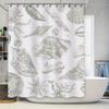Красивая шторка для душа с принтом морской жизни в деревенских серебристых тонах, идеально подходящая для морской или пляжной тематики декора ванной комнаты.