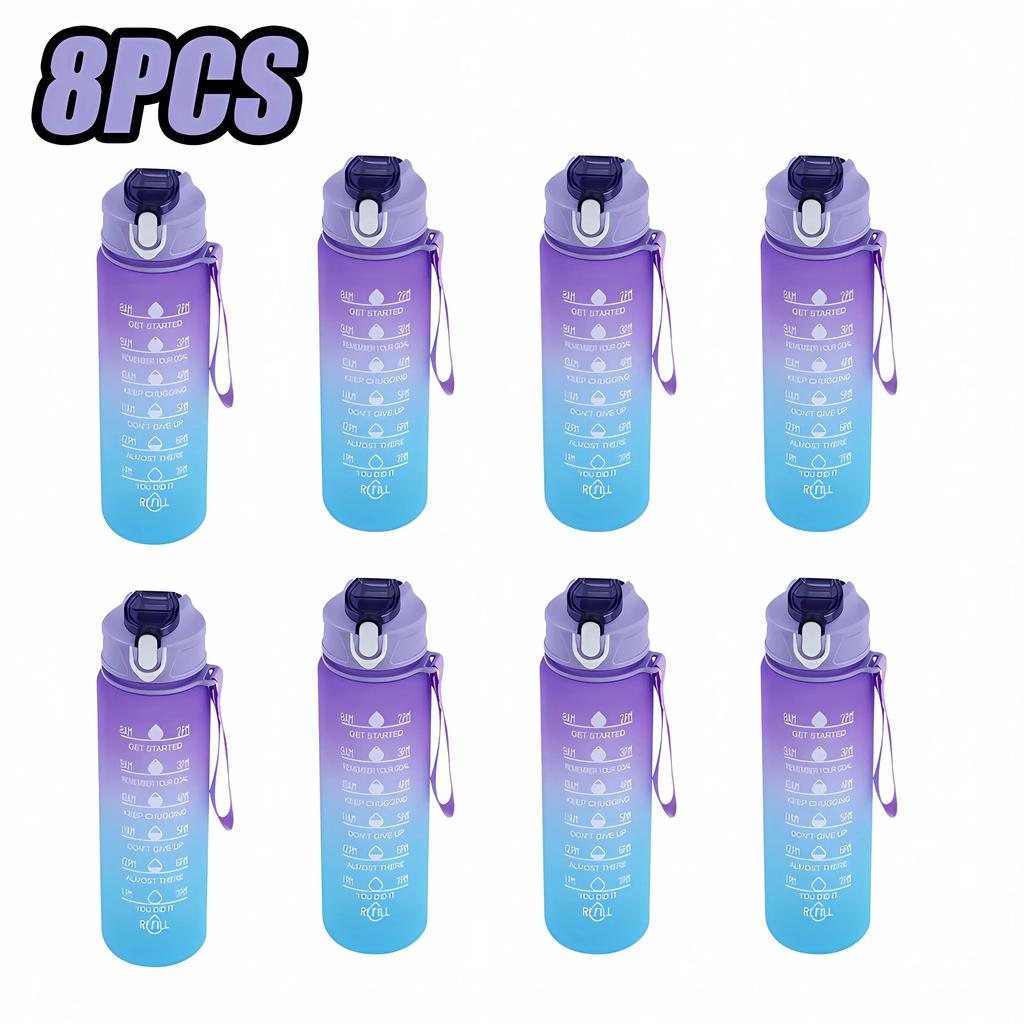 900 мл Спортивная бутылка для воды Высокотемпературная Устойчивая Градуированная Чашка-соломинка Радужная Матовая Прогрессивная Цветная Чашка для воды Пластиковая чашка