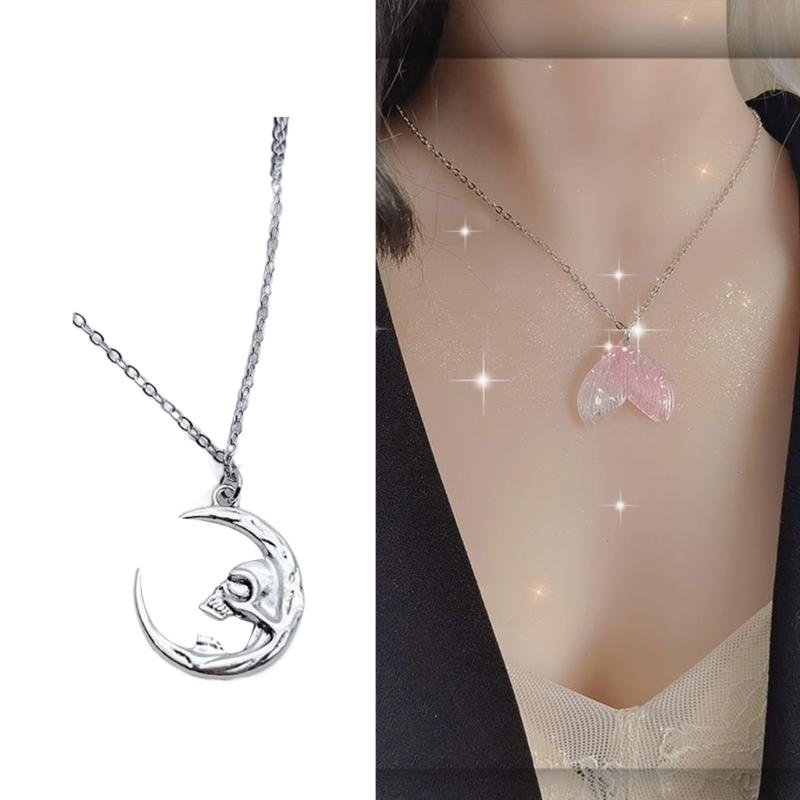 Ожерелье на морскую тематику Сверкающий кулон в виде хвоста русалки Чокер Минимализм Шарм в виде кошки, бабочки, черепа Цепочка для ключицы Ювелирное изделие