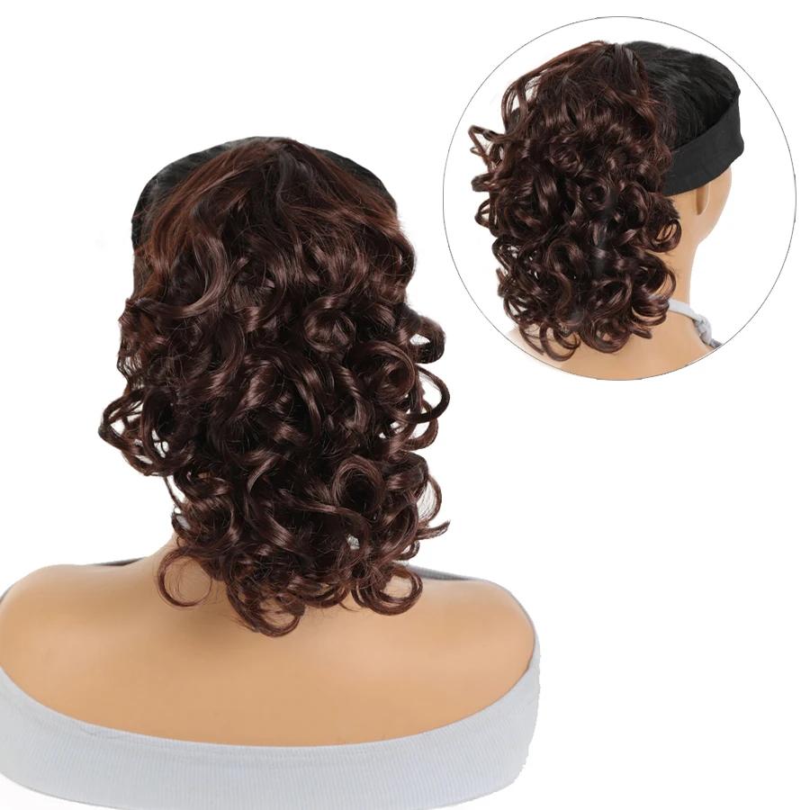 Синтетический парик для наращивания волос «конский хвост» 8 дюймов, короткий, вьющийся, волнистый, регулируемый, с завязками, накладной хвост для женщин, ежедневное использование