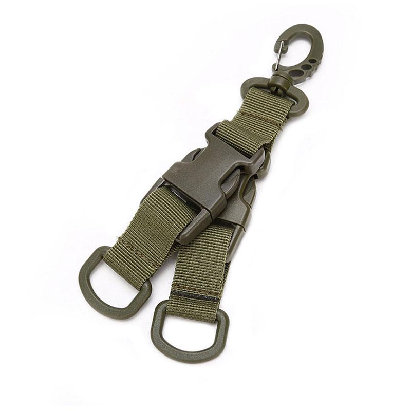 Tactical Nylon Webbing Backpack Hook Multifunctional Carabiner D-Shaped Keychain Double-Split Quick Release Hanging Buckle