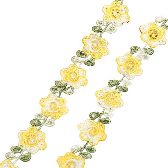 Цветочная кружевная отделка ленты Яркий цвет широко используется DIY ремесла вышитые крючком кружевные отделки ткани украшения