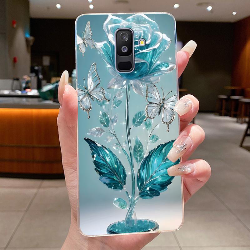 For Samsung A6+ A6 2018 SM-A605G A600F Back Cover For Samsung Galaxy A6 Plus 2018 Case Clear Fashion Butterfly Flower Phone Case