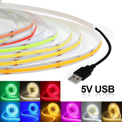 USB COB Strip DC 5 В 320 светодиодов/M белый/красный/розовый/ледяно-синий/желтый светильник для шкафа, лампа для подсветки телевизора, гибкая лента, веревка, светодиодная лента