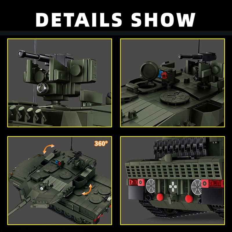 Военный MOC 1/28 2306 деталей Leopard 2A8 Армейский основной боевой танк Строительные блоки Кирпичики Современный набор танков Игрушки Для Детей Мальчиков Подарки