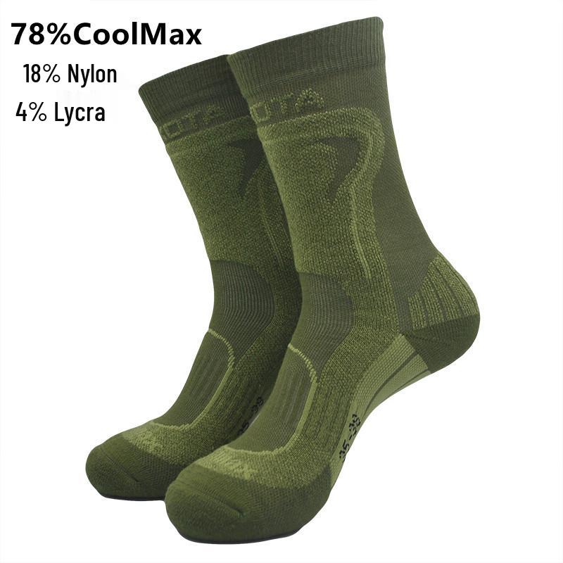 Треккинговые носки CoolMax Thermo до середины голени без косточек: Осень/Зима, Быстросохнущий, Утолщенный махровый, 74% ткани.