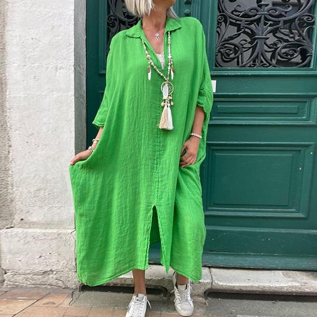 Женское модное повседневное платье больших размеров, однотонное женское длинное платье