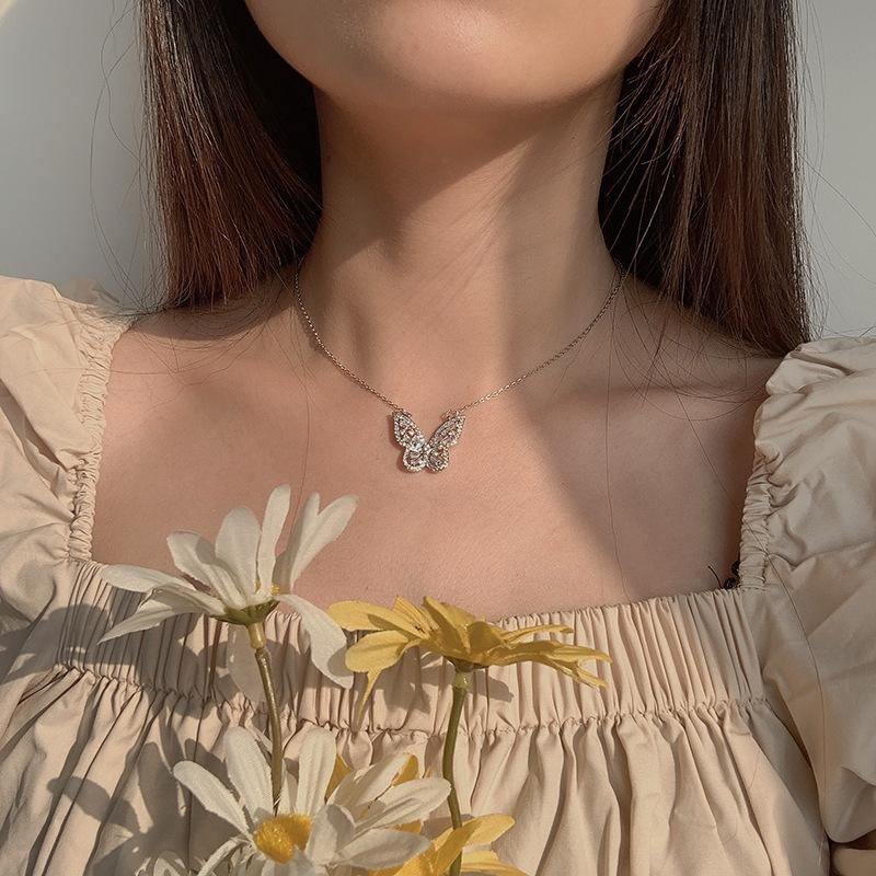 Новая мода кулон-бабочка ожерелье для женщин женские простые темпераментные цепочки на ключицы милые милые корейские аксессуары