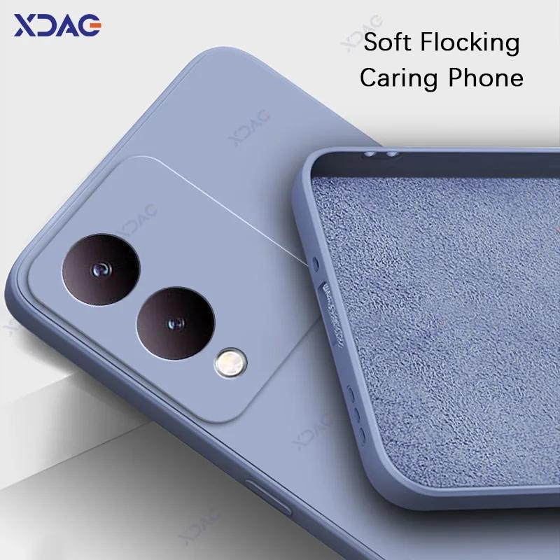 Чехлы для мобильных телефонов VIVO Y28 VIVOY28 5G 6,56" 360 Мягкий роскошный квадратный жидкий силиконовый чехол для задней крышки Водонепроницаемая сумка-броня