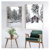 Дом Настенная картина на холсте Плакаты на скандинавскую тему и принты Настенные картины для декора гостиной Олень Кедр Зимний Снежный лес Без рамки