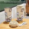 Large Capacity 316 Stainless Steel High Value Double Drink Thermos Cup Seven Labubu Cloth Straw Car Coffee Cup