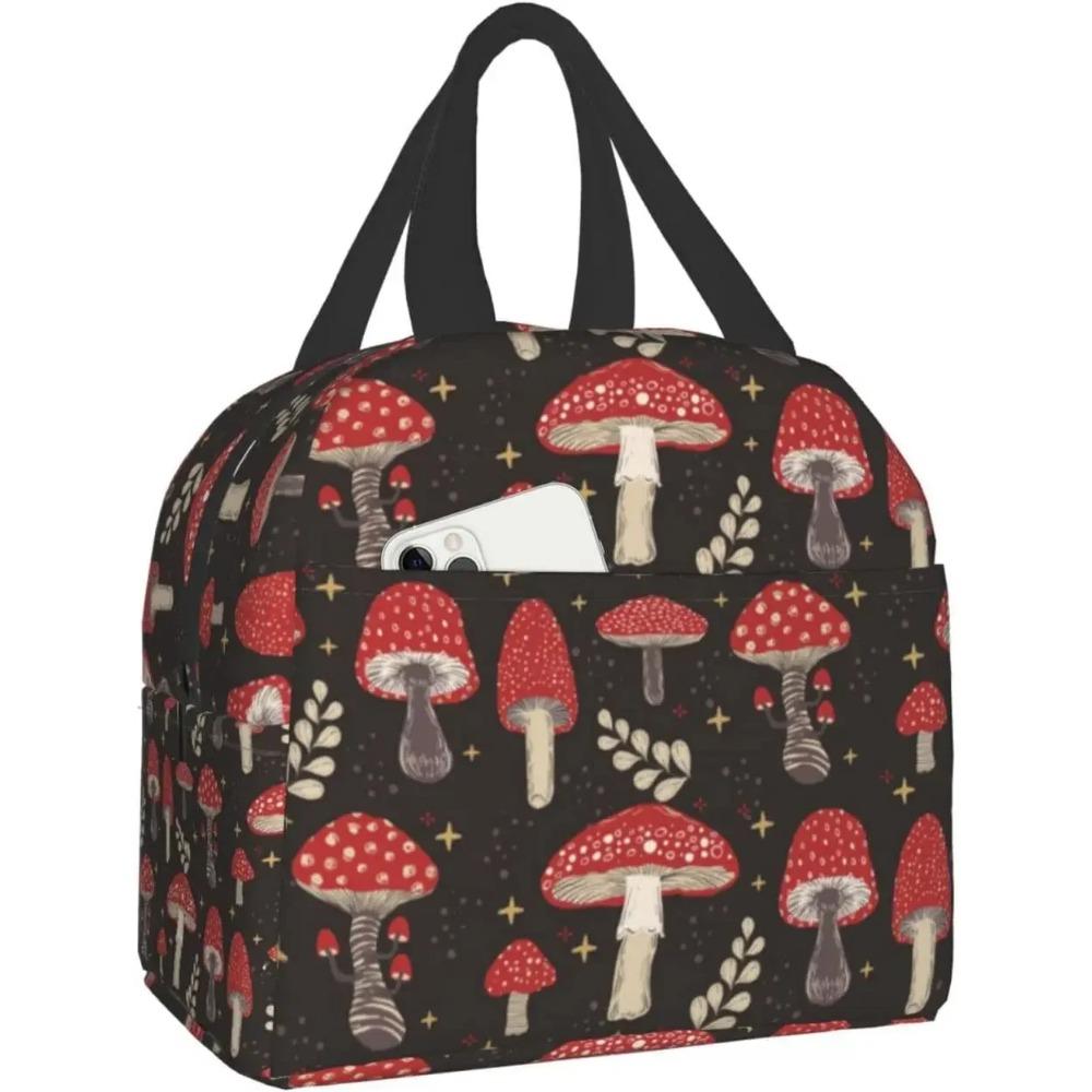 Эстетичный ланч-бокс с принтом грибов Каваи Маленькая термоизоляционная сумка для ланча Многоразовый пакет для еды Контейнеры для ланча Сумки для женщин мужчин