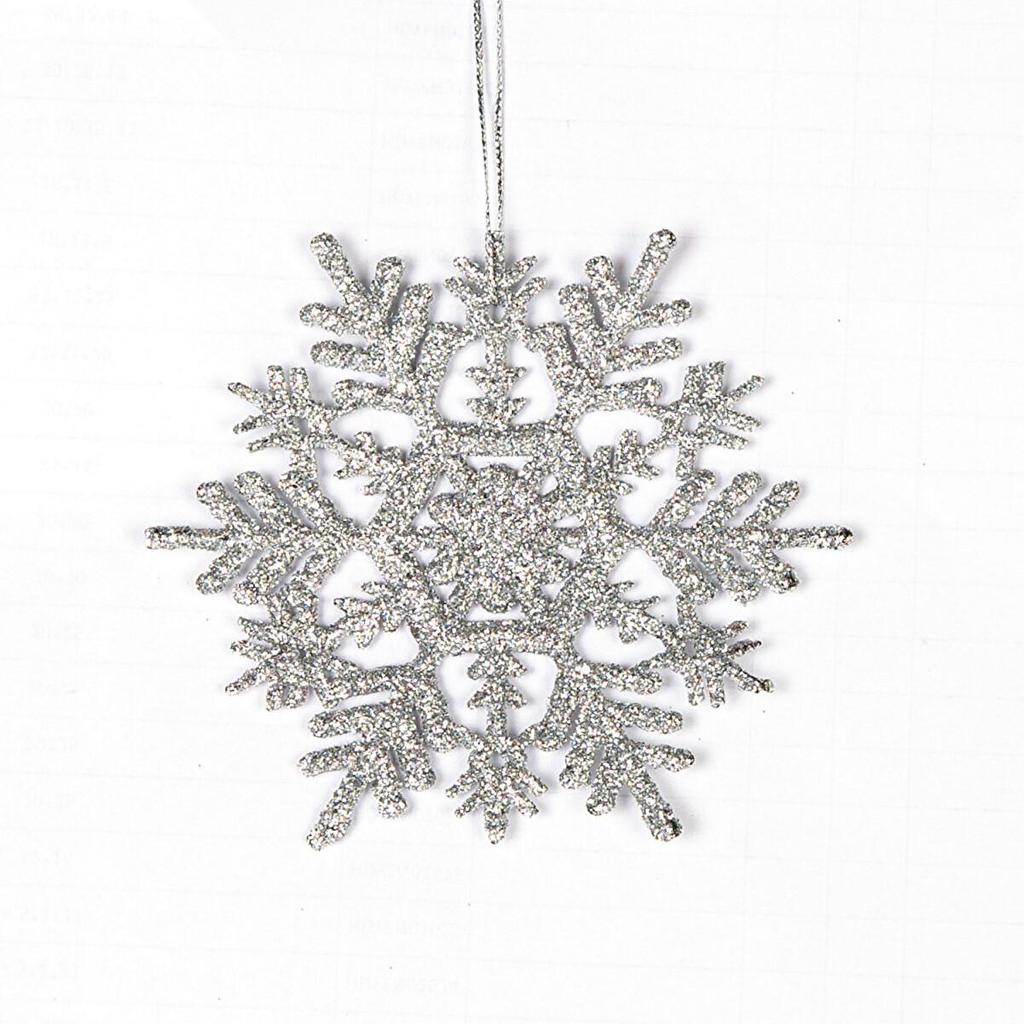 Christmas Ornament Snow Patterned Pack of 12 Lame 10x10 Cm Christmas Tree Ornament Object Silvery