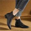 Elegant with Low Heels Fleece-Lined Ankle Boots for Women Autumn Winter Pointed Toe Leather Woman Short Shoes Trend 2025 Booties
