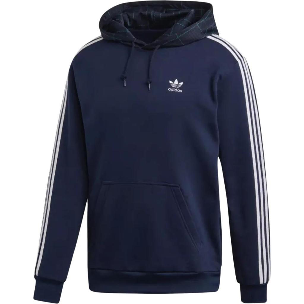 Adidas Originals Tartan Solid Color Striped Comfortable Casual Hoodie Long Sleeve Sweatshirt Men Hoodies Navy-Blue ED7017