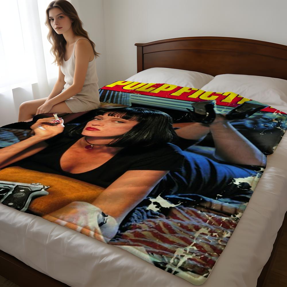 Throw High-Density Short Plush Blanket For Sofa Nap Air-Conditioned Room Soft Skin-Friendly Pulp Fiction Movie Anime