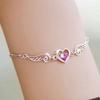 Women Bracelet Heart Cubic Zirconia Wing Shape Adjustable Length Angel Wrist Chain