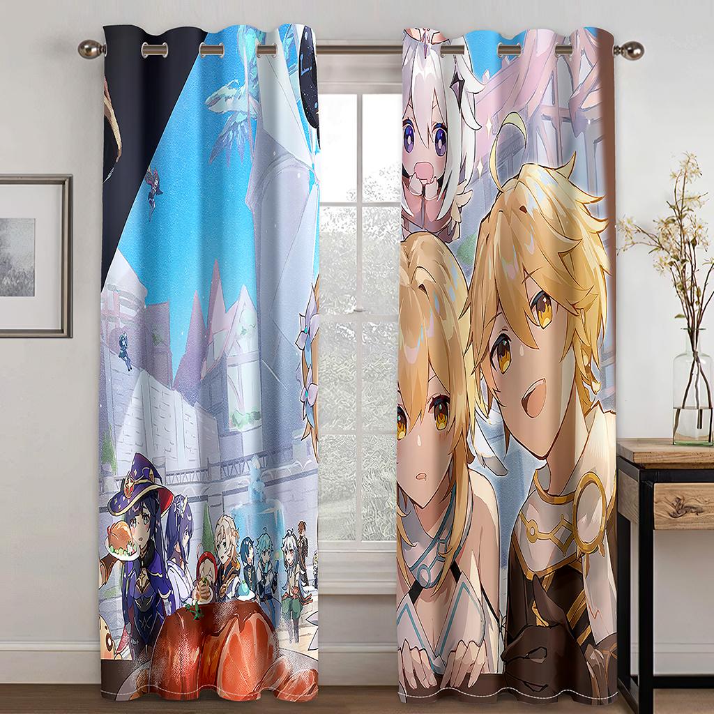 3D сексуальные занавески с героями мультфильмов, занавески с игровыми персонажами, 2 панели, занавески для комнаты для мальчиков и девочек, спальня, гостиная, декор для гостиной