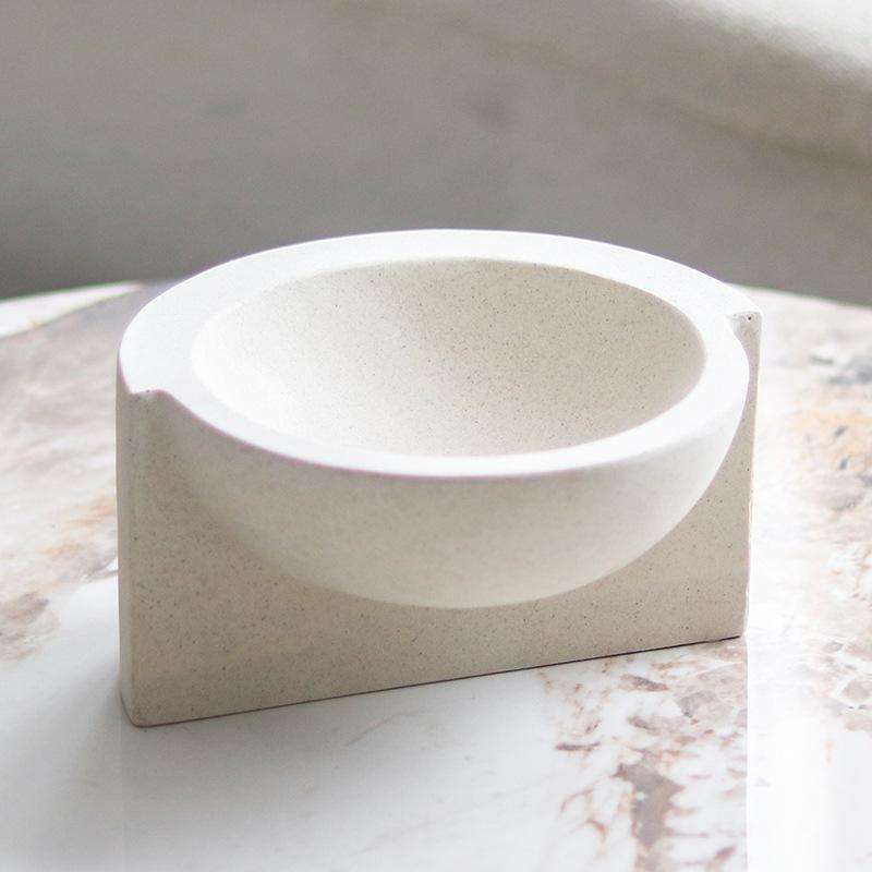 Wabi-sabi Style Abstract Art Half Fruit Plate Ornaments Designer Light Luxury Hotel B&B Imitation Travertine Storage Plate Ornaments