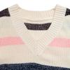 European & American Autumn/Winter V-Neck Striped Sweater - Women's Loose Fit, Long Sleeve, Mid-Length