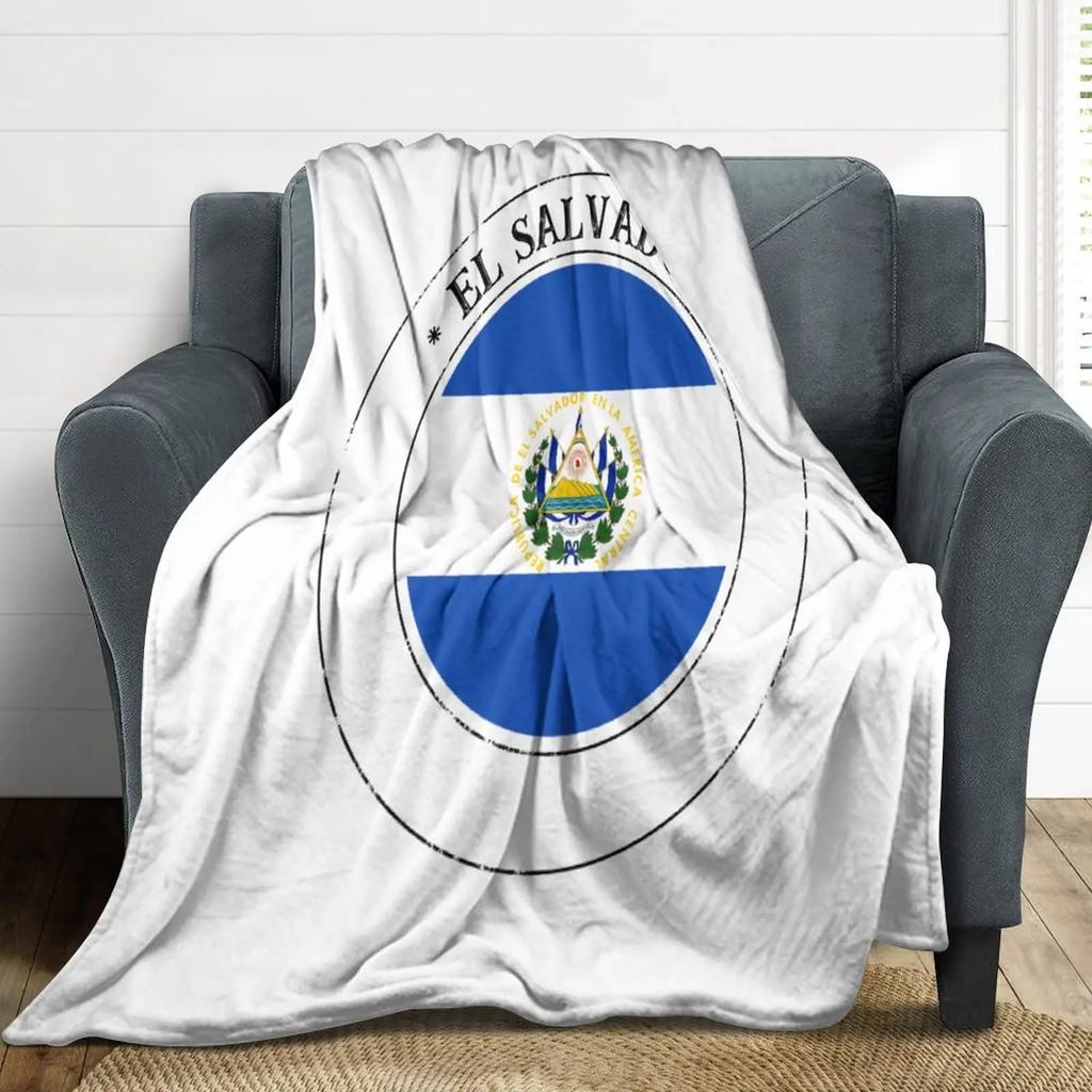 El Salvador Flag Blanket,Blue Sherpa Throw Blanket,Premium Office Sofa Flannel Blankets,Noon Break Blankets Durable Lap Blanket