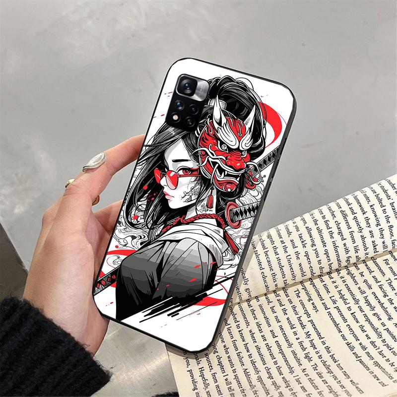 Чехол для телефона для Xiaomi Redmi note 14 Pro 14 13 12 11 10 Pro 14S 12S 11S Redmi 14C 13C 10 Аниме Девушка С Маской Они