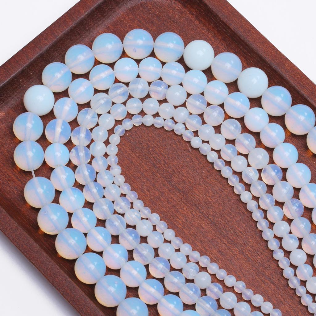 Creative Jewelry Making For Necklace Bracelet Round Charms Natural Opal Stone 4/6/8/10/12mm DIY Spacer Loose Beads
