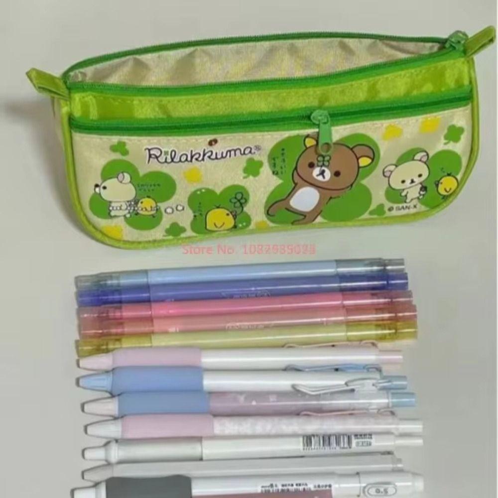 Новый Kawaii Rilakkuma Пенал Холщовый Большая Вместимость Детские Канцелярские Принадлежности Периферия Мультяшный Пенал