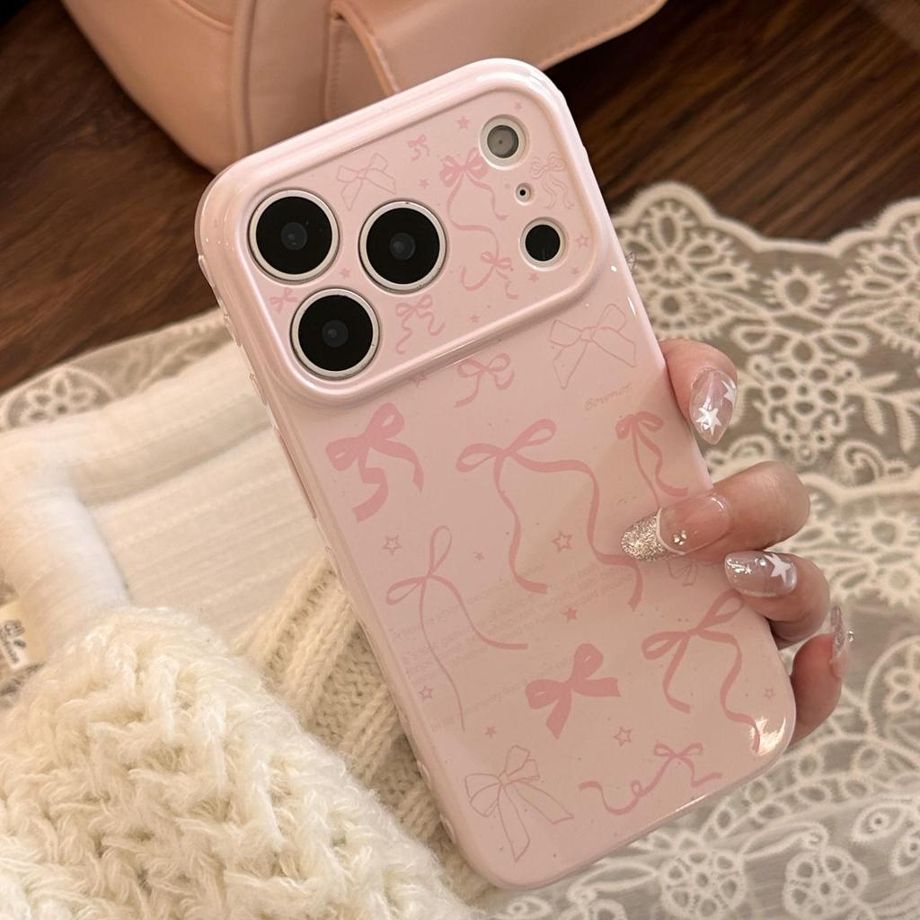 Розовый чехол для телефона с бантом, подходящий для iPhone 16, iPhone 17 и iPhone 17 Pro Max