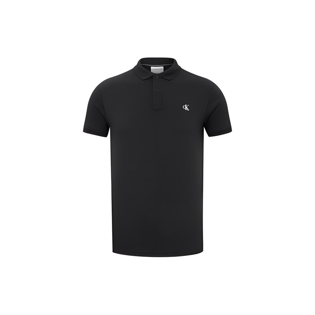 Calvin Klein Хлопковая трикотажная рубашка поло с коротким рукавом Мужские топы черные J319153-BEH