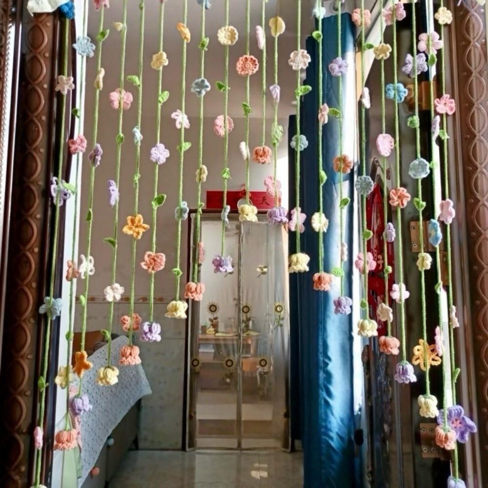 9pcs Colorful Flowers Artificial Flower Curtain Hanging Room Decorative Curtain Bedroom Decoration