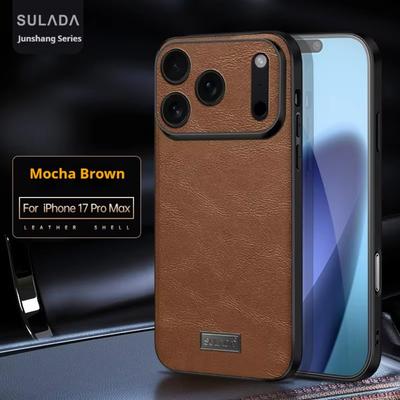 Деловая Sle Bla Высококачественная кожа Мягкий чехол для телефона для IPhone 17 Pro Max Air 16 E 15 Однотонный Ударопрочный Защитный чехол