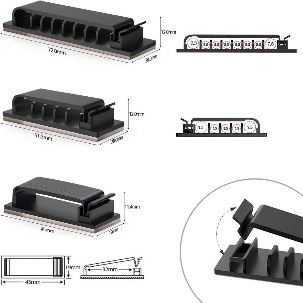 Clips Self Adhesive Car Cord Clip Wire Holder Harness Clamp Cable Clamp Cable Organizer Wire Organizer Flexible Cable Winder