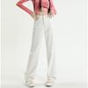 Women's Pants  Pink Jeans Spring and Autumn New High-waisted Thin Loose Straight Drape Dragging Narrow Version of Wide-legged Trousers