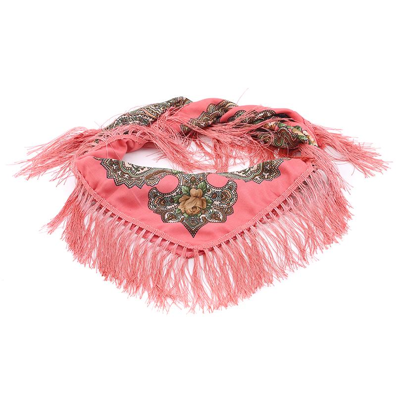 Хлопковый шарф в этническом стиле, женский платок на голову в стиле ретро, четырехсторонняя шаль с кисточками, квадратный шарф с цветком