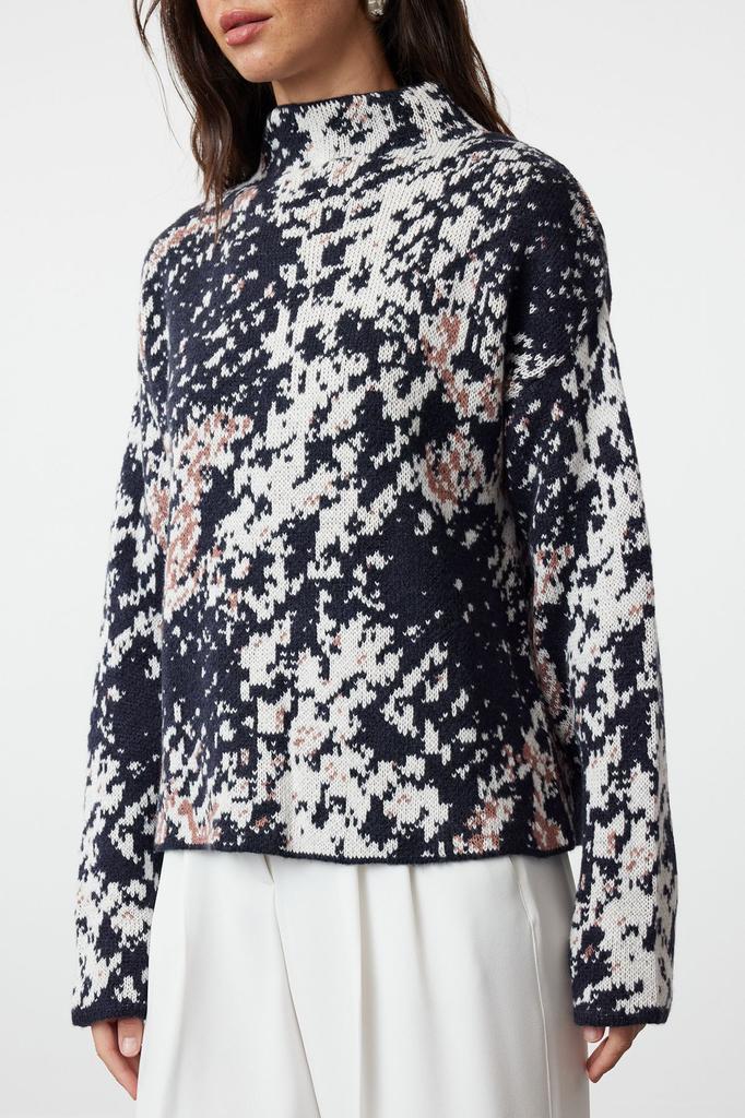 Женский модный стильный свитер с леопардовым рисунком и высоким воротником, трикотажный свитер